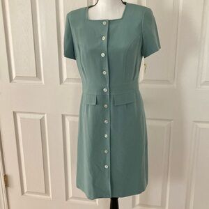 Elegant Teal Button-Down Dress